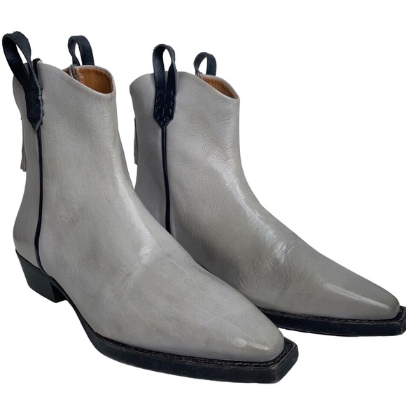 Free People Wesley Ankle Boots Gray Black Leather - Picture 1 of 6